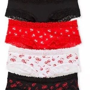 Victoria's Secret Black, Red, and White Panties Set